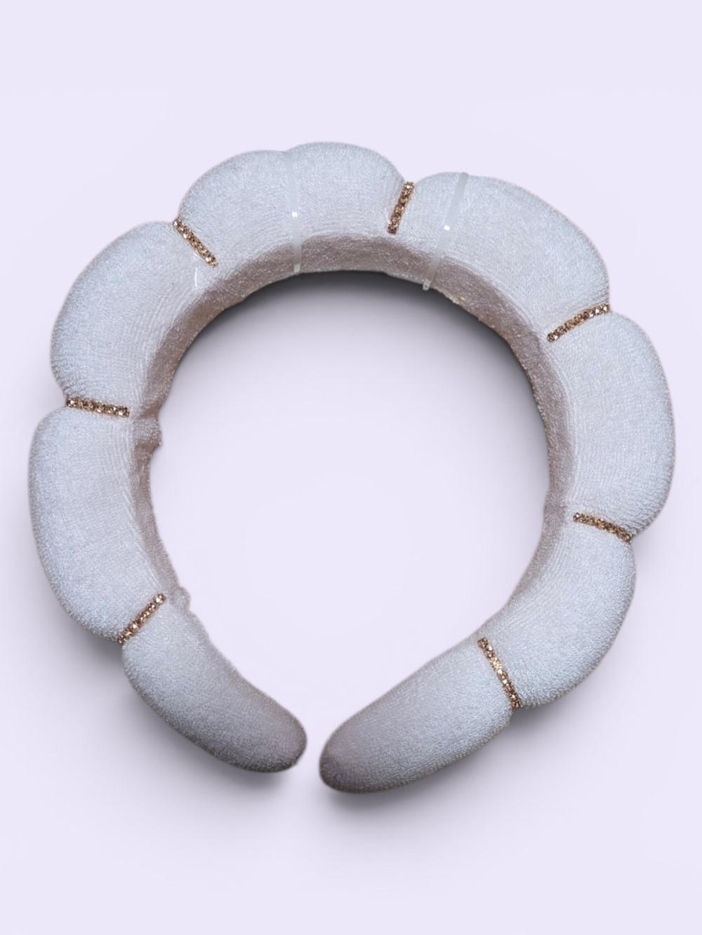 Padded Baby Pink Headband with Gold Bead Accents